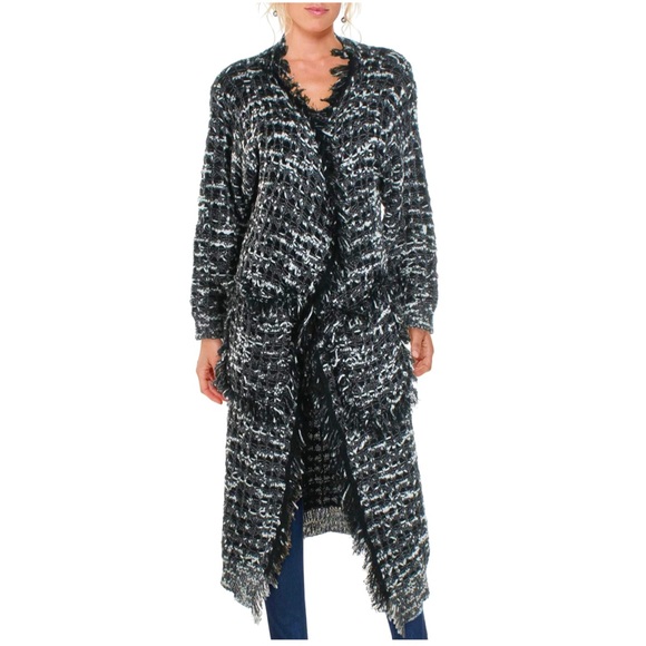 foxiedox Sweaters - Foxiedox Long Open Front Fringe Cardigan
